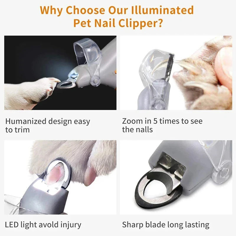 Professional Pet Nail Clipper Scissors With LED Light , Cat Dog Nail Clippers .