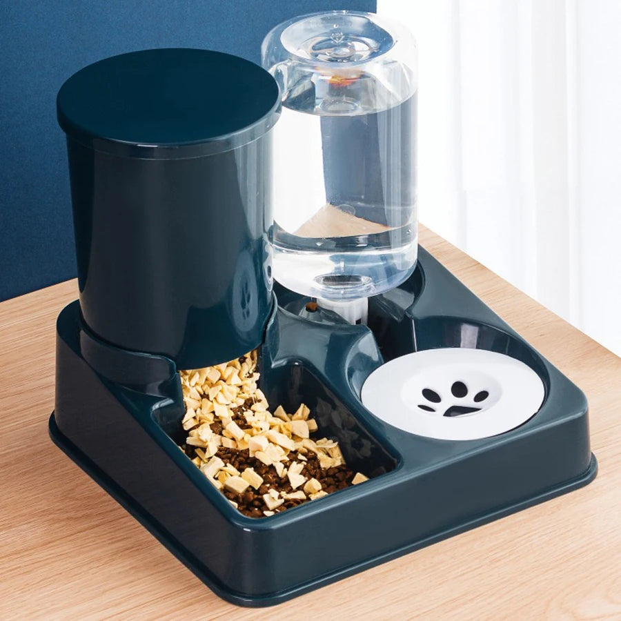 "Purrfect Duo: Automatic Food & Water Dispenser for Happy Pets"