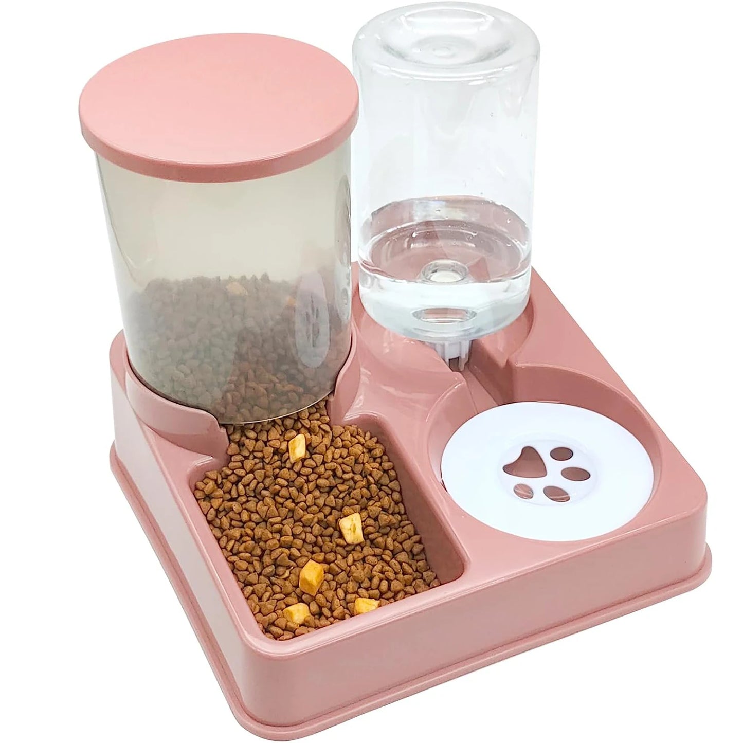 "Purrfect Duo: Automatic Food & Water Dispenser for Happy Pets"